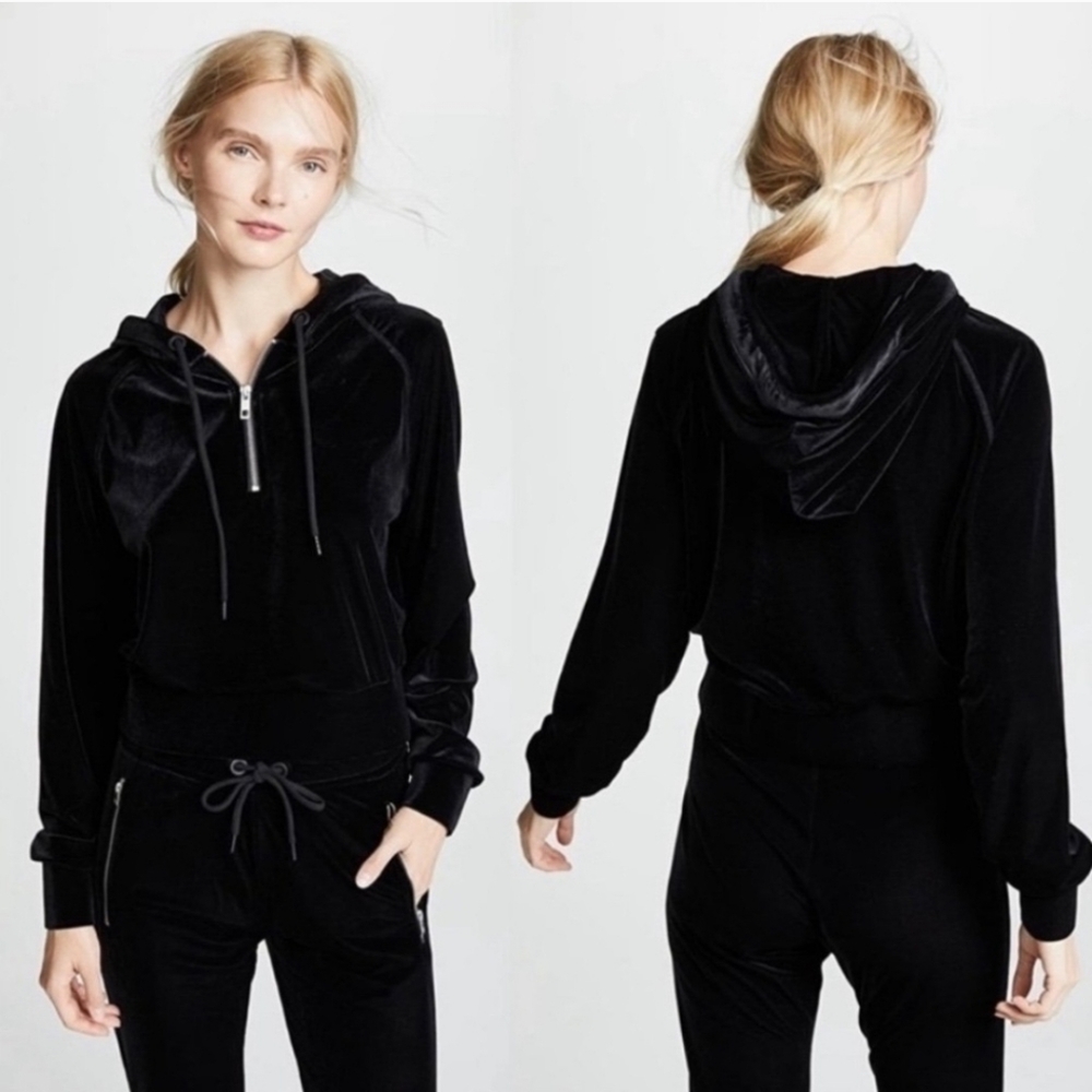 Rag & Bone Velvet Cropped Hoodie XS Black NWT